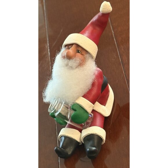 Vintage Polymer Clay Whimsical Santa Claus Ornament Holding Vase 6” Signed 1988 - Picture 1 of 7